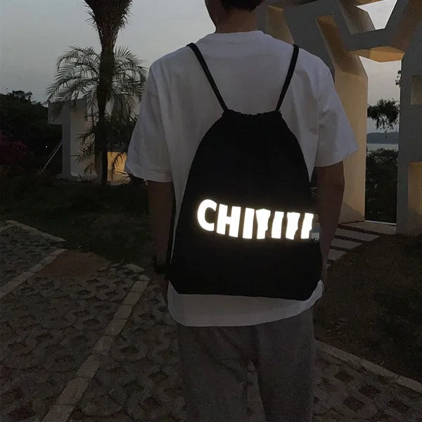 Reflective Logo Drawstring Backpack