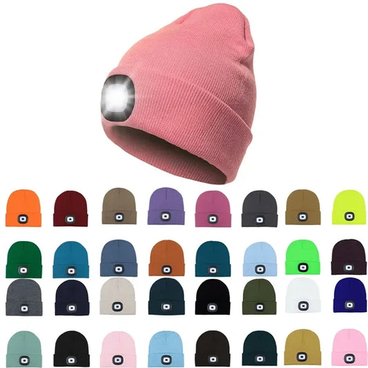 Rechargeable Usb Led Headlamp Beanie Knitted Hat