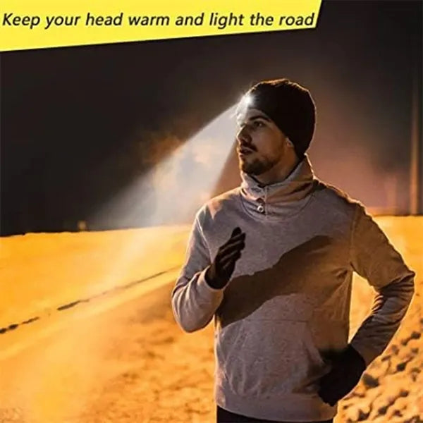 Rechargeable Usb Led Headlamp Beanie Knitted Hat