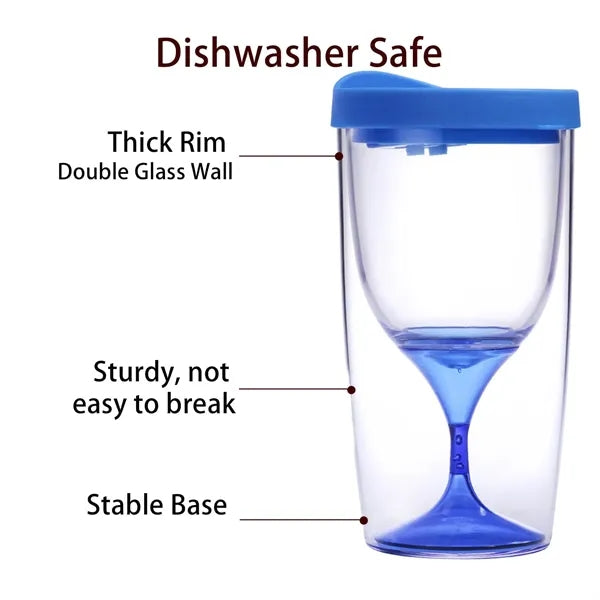 8oz Double-walled Transparent Plastic Wine Glass