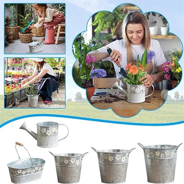 Galvanized Farmhouse Garden Flower Vintage Buckets