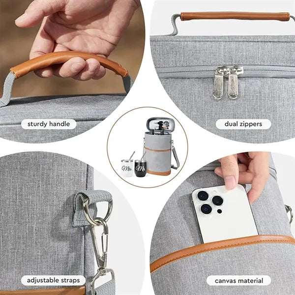 Insulated Wine Cooler Bag For Glasses and Accessories