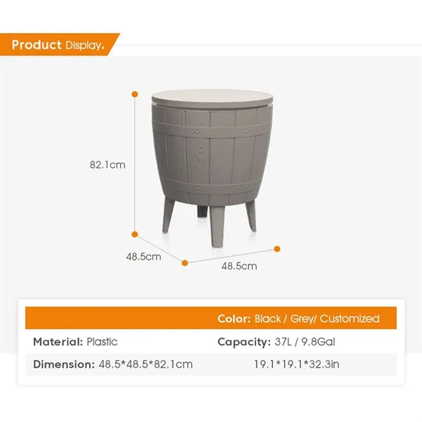 3-in-1 Multipurpose Bar Ice Bucket Table with LE Light