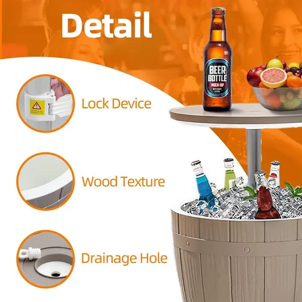 3-in-1 Multipurpose Bar Ice Bucket Table with LE Light