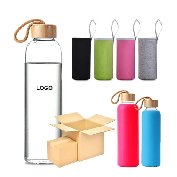 18 Oz. Vidro Glass & Bamboo Bottle