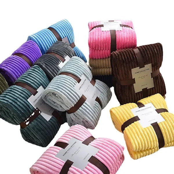 Solid Color Large Vertical Flange Velvet Blanket