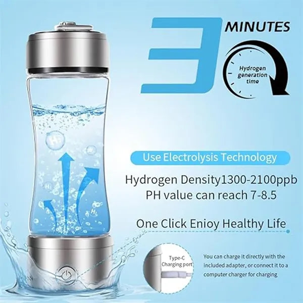 3 in 1 Hydrogen Water Bottle With SPE PEM Technology