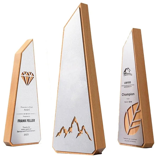 Wooden Trophy with Aluminum Surface