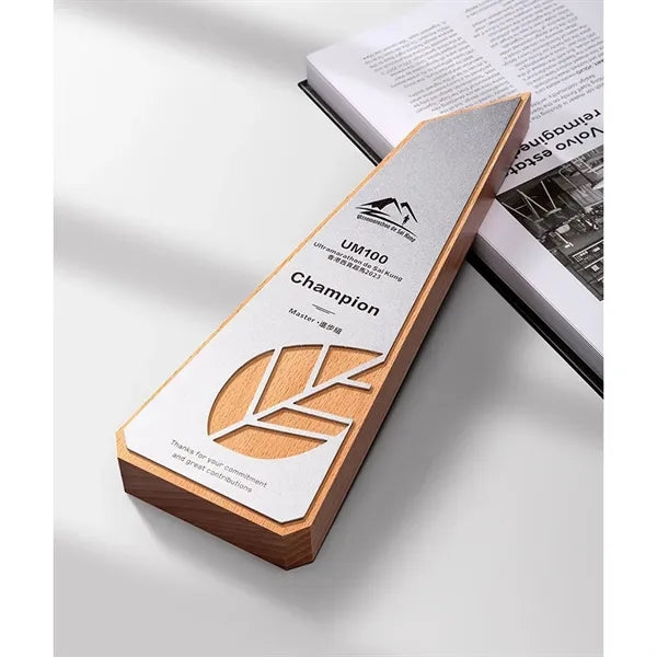 Wooden Trophy with Aluminum Surface
