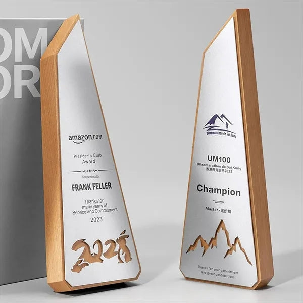 Wooden Trophy with Aluminum Surface