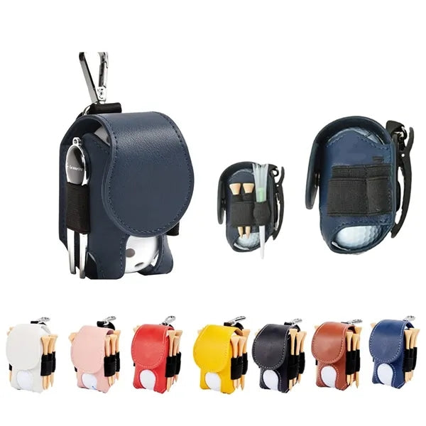 Golf Ball Bag Pouch with Tee Holder with Belt Clip