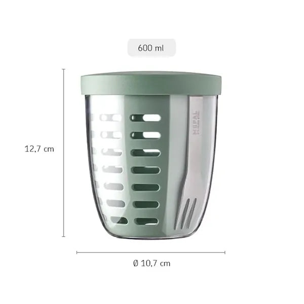 Portable Drainable Fruit Storage Cup with Fork
