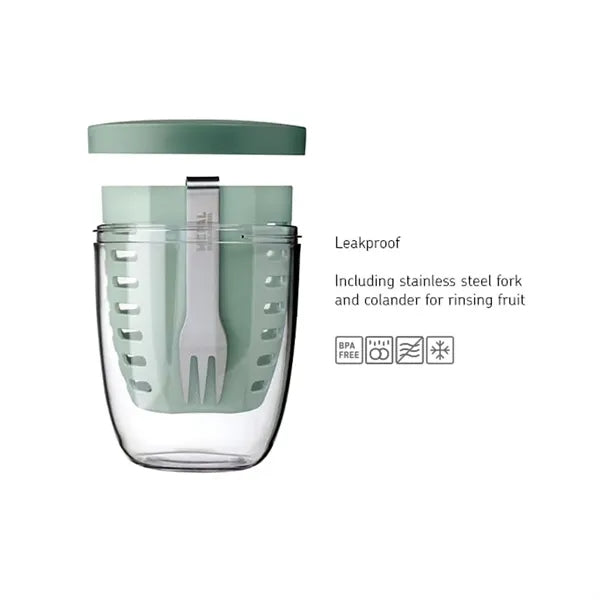 Portable Drainable Fruit Storage Cup with Fork