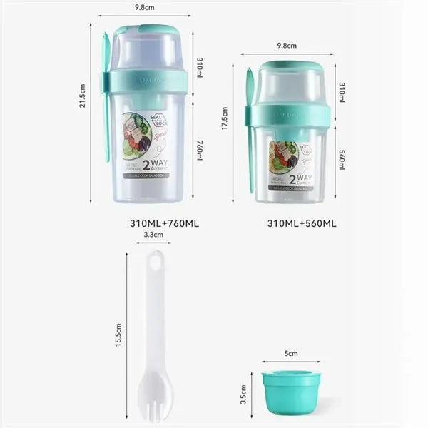 Portable Double Compartment Breakfast Salad Cup with Fork
