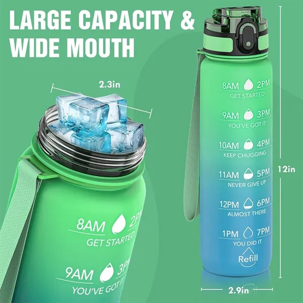 32 Oz. Motivational Sports Water Bottle With Time Marker