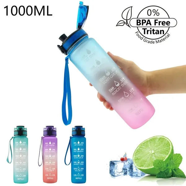 32 Oz. Motivational Sports Water Bottle With Time Marker