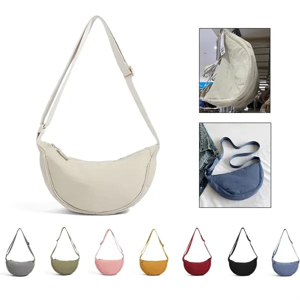 Nylon Crescent Crossbody Bag with Adjustable Strap