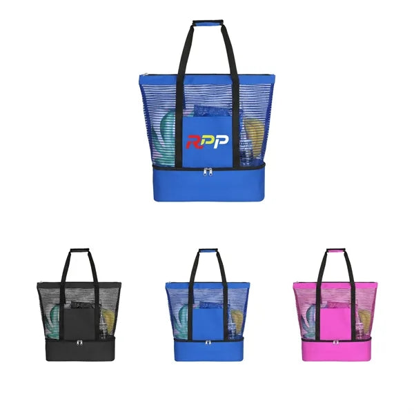 Mesh Beach Tote With Zippered Cooler Bag