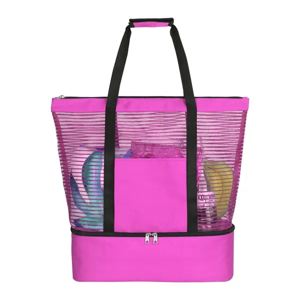Mesh Beach Tote With Zippered Cooler Bag