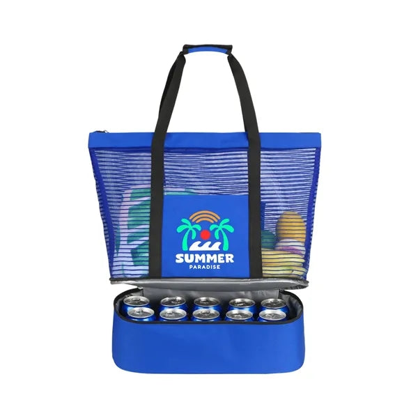Mesh Beach Tote With Zippered Cooler Bag