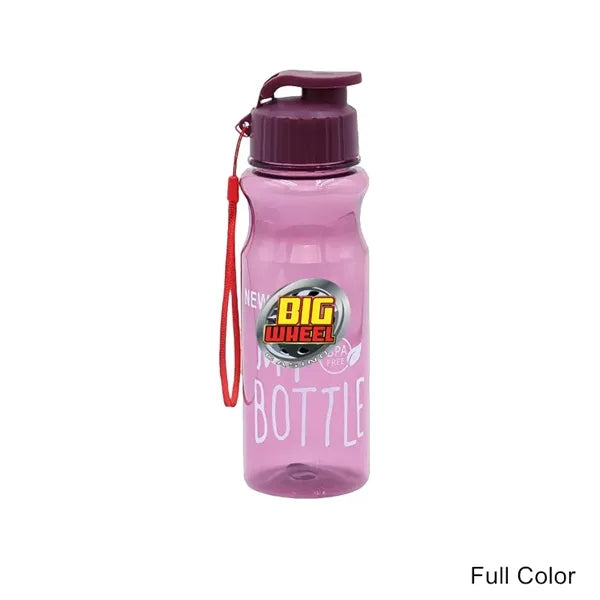 19 oz Transparent PET Flip-Top Sport Bottle with Carry Strap