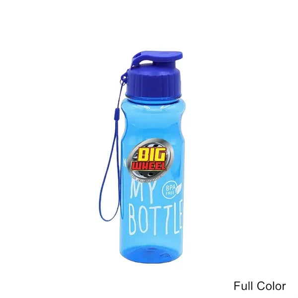 19 oz Transparent PET Flip-Top Sport Bottle with Carry Strap