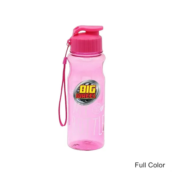 19 oz Transparent PET Flip-Top Sport Bottle with Carry Strap