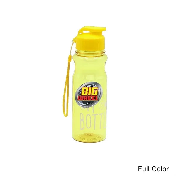 19 oz Transparent PET Flip-Top Sport Bottle with Carry Strap