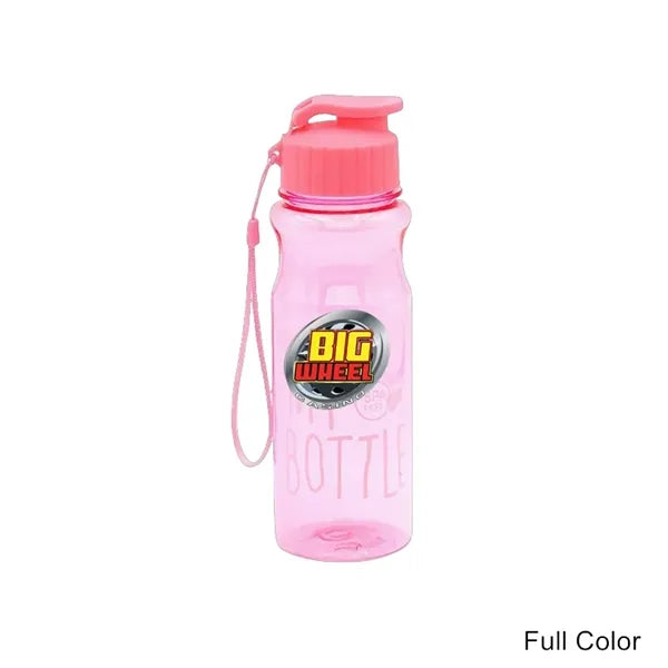 19 oz Transparent PET Flip-Top Sport Bottle with Carry Strap