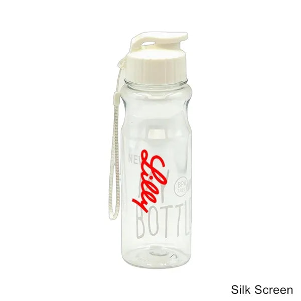 19 oz Transparent PET Flip-Top Sport Bottle with Carry Strap