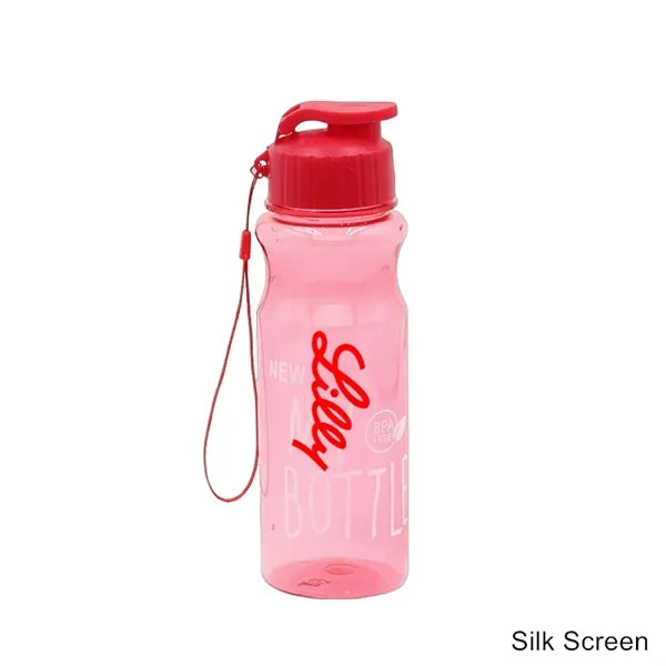 19 oz Transparent PET Flip-Top Sport Bottle with Carry Strap