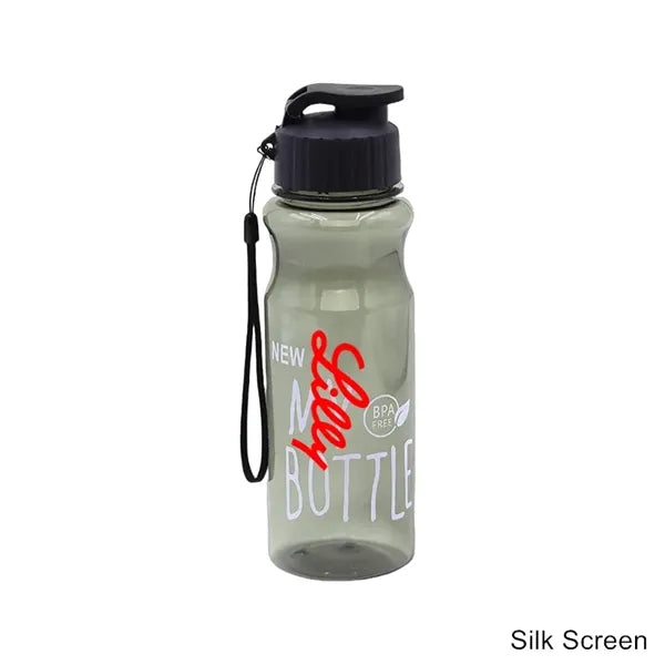 19 oz Transparent PET Flip-Top Sport Bottle with Carry Strap