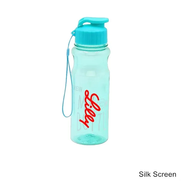 19 oz Transparent PET Flip-Top Sport Bottle with Carry Strap