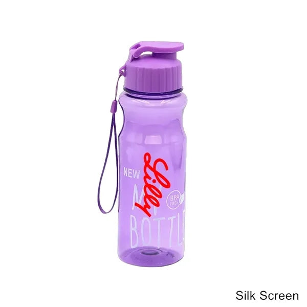 19 oz Transparent PET Flip-Top Sport Bottle with Carry Strap