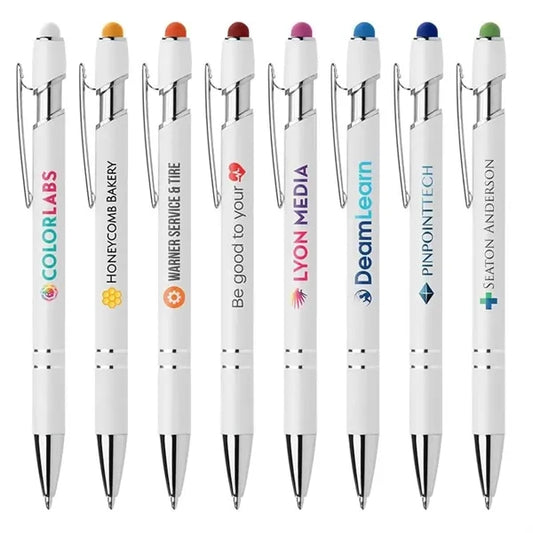 Ellipse Softy White Barrel Pen w/ Stylus -