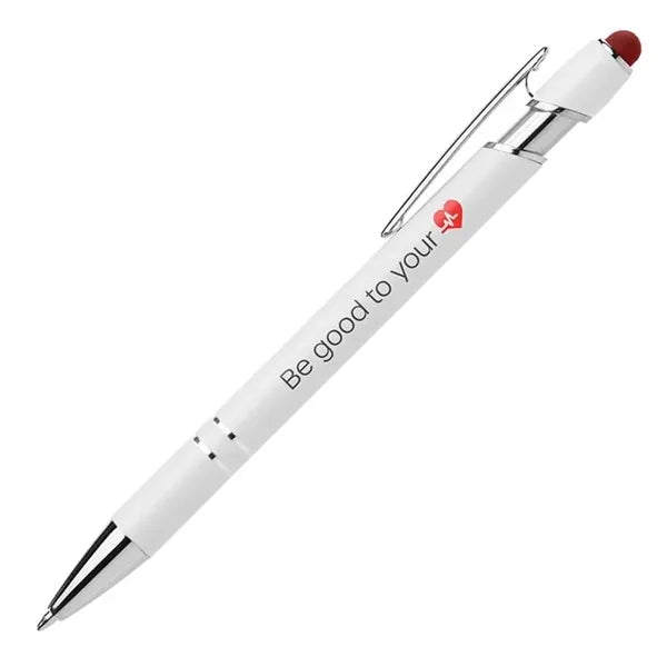 Ellipse Softy White Barrel Pen w/ Stylus -