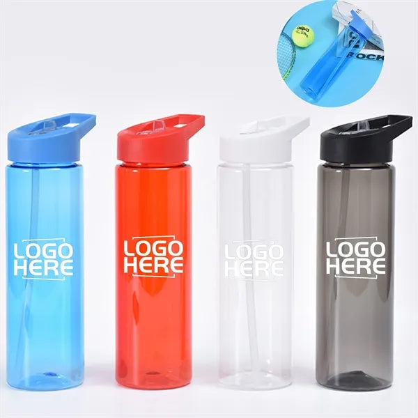 24 oz Clear Sports Water Bottle with Straw