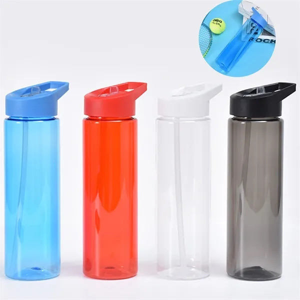 24 oz Clear Sports Water Bottle with Straw