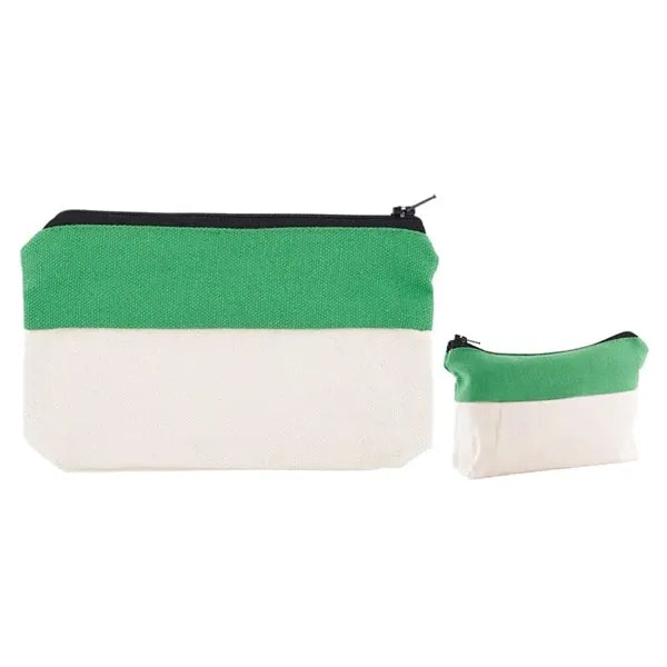 Two-Tone Zip Cotton Valuables/School Supplies Pouch