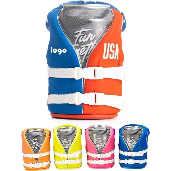 Insulated 12 oz Can Cooler Beer Bottle Soda Life Vest