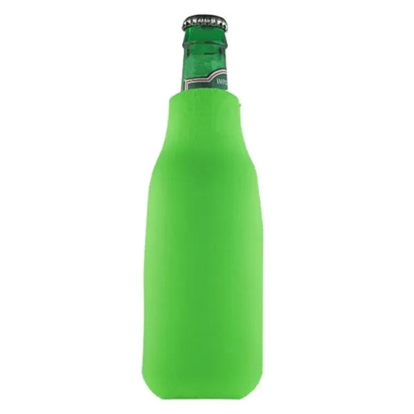 Zippered Bottle Beverage Insulator with 3 Sided Imprint