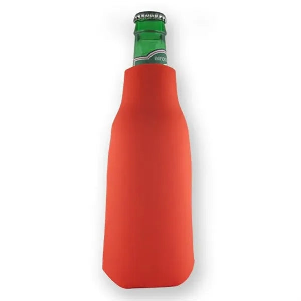 Zippered Bottle Beverage Insulator with 3 Sided Imprint