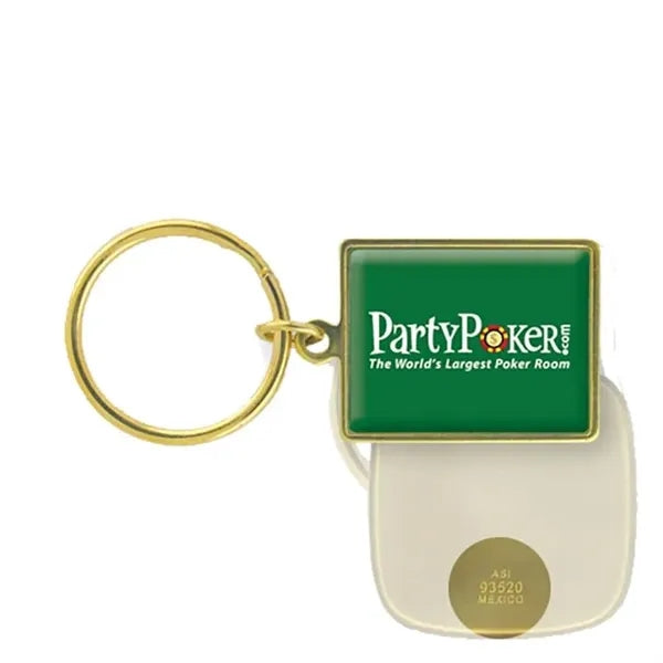 Keychain - Rectangle Solid Brass Domed 1 1/8"x1 1/2"