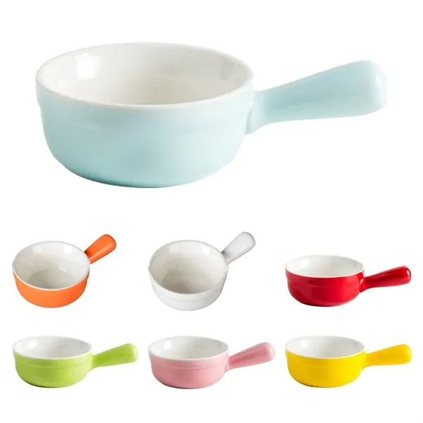 Household Ceramic Flat Bottom Mini Bowl with Handle