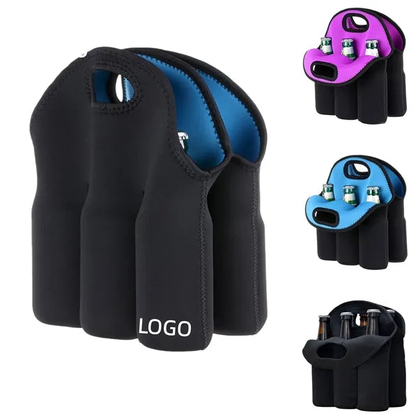 Neoprene 6-Pack Beer Carrier Insulated Bottle Sleeve Tote