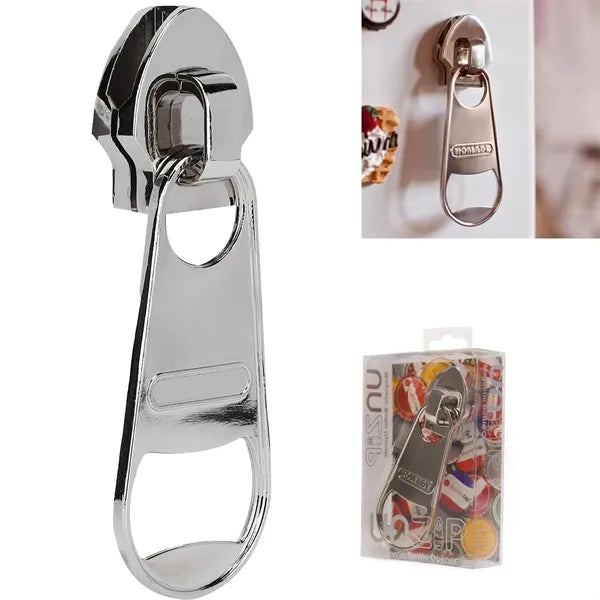 Oversized Magnetic Zipper Shaped Bottle Opener