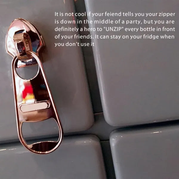 Oversized Magnetic Zipper Shaped Bottle Opener