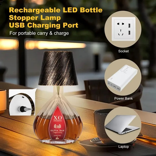 LED Rechargeable Wine Cork Table Lamp