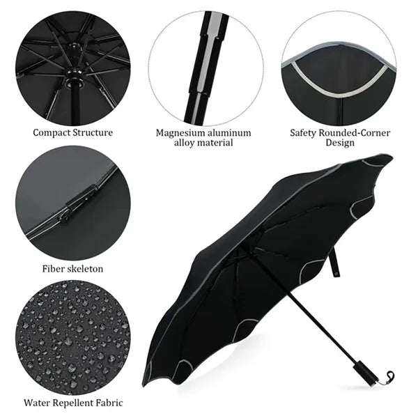 Round-Corner Sunny and Rainy Umbrella with Reflective Strip
