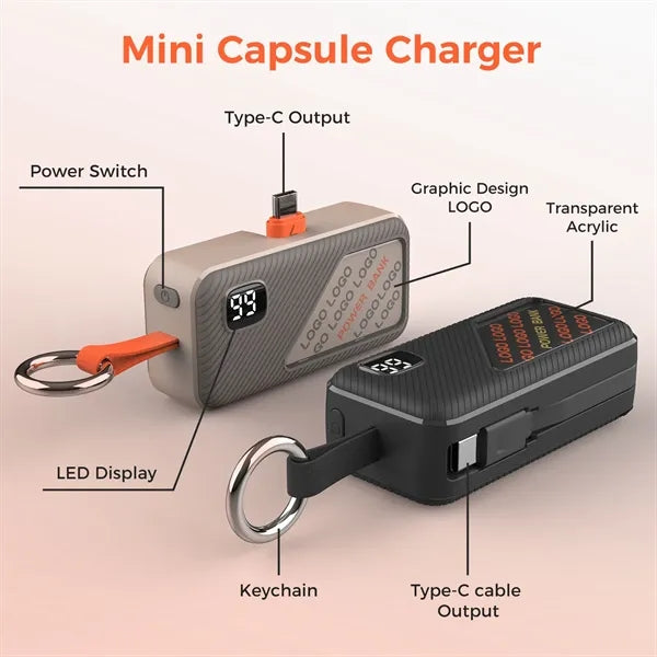 Mini Capsule Power Bank with Keychain